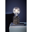 Tischleuchte HOLLYWOOD, E27, IP20, mit Textilkabel + Schalter, Rauchglas / schwarz