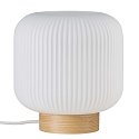 Lampe de table MILFORD E27 IP20, marron, blanc opale, blanche 