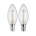 2er-Set LED Filament Kerzenlampe, 230V, E14, 2.7W 2700K 250lm, klar