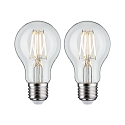 2er-Set LED Filament Birnenlampe, 230V, E27, 5W 2700K 470lm, klar