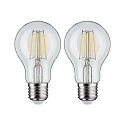Paulmann 2er-Set LED Filament Birnenlampe, 230V, E27, 5W 2700K 470lm, klar
