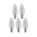 Paulmann Ampoule  filament forme bougie lot de 5 E14 5W 470lm 4000K CRI 80-89