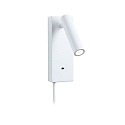 LED Wandleuchte HULDA LED Leseleuchte, 2,5W, 230V, 3000K, 130lm, IP20, mit USB-C Anschluss, 3-Stufen dimmbar, weiß