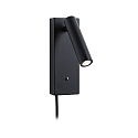 LED Wandleuchte HULDA LED Leseleuchte, 2,5W, 230V, 3000K, 130lm, IP20, mit USB-C Anschluss, 3-Stufen dimmbar, schwarz