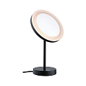 Paulmann Miroir avec �clairage MASUA IP44 - 3X ZOOM 3 fois, rond, CCT Switch, avec prise de courant, r�glable IP44 / IP20, noir mat 
