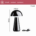 Paulmann Lampe de table  accu ONZO avec connexion USB, avec variateur tactile IP44, scintillant, noir gradable