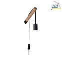 Paulmann Lampada da parete KIAN con interruttore E27 IP20, Legno, Nero dimmerabile