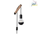Paulmann Lampada da parete KIAN con interruttore E27 IP20, Legno, Nero dimmerabile