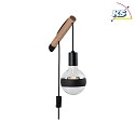 Paulmann Lampada da parete KIAN con interruttore E27 IP20, Legno, Nero dimmerabile