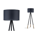 Paulmann Stehleuchte NEORDIC RURIK, 1-flammig, mit Tripod-Stativ + Stoffschirm, Grau / Holz