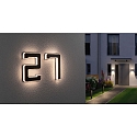 Paulmann solar house number light with accumulator, indirect IP44, black, white matt 
