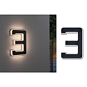Paulmann solar house number light with accumulator, indirect IP44, black, white matt 