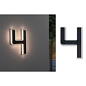 Paulmann Numros de maison lumineux solaires avec batterie, indirect IP44, noir , blanc mat 