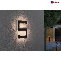 Paulmann Numéros de maison lumineux solaires avec batterie, indirect IP44, noir , blanc mat 