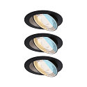 spot AUMUS round, set of 3 IP20, black matt dimmable