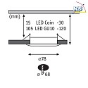 Paulmann Lumière encastrée CHOOSE rigide, lot de 3 IP44, chrome gradable