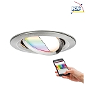 Paulmann recessed luminaire NOVA PLUS COIN LED round, swivelling, RGBW, ZigBee controllable IP23, brushed iron dimmable 2