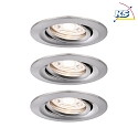 Paulmann Plafonnier encastré NOVA MINI PLUS LED pivotant, lot de 3 IP23, fer brossé gradable