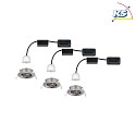 Paulmann Plafonnier encastré NOVA MINI PLUS LED pivotant, lot de 3 IP23, fer brossé gradable