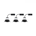 Paulmann LED Deckeneinbauleuchte NOVA PLUS COIN, rund, 3er-Set, 6W, 2700K, 470lm, dimmbar, schwarz matt