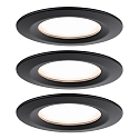 LED Deckeneinbauleuchte NOVA PLUS COIN IP44, rund, 3er-Set, 6W, 2700K, dimmbar, schwarz matt
