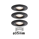 Paulmann LED Deckeneinbauleuchte NOVA MINI COIN rund, 3er-Set, 4W, 2700K, 310lm, schwarz matt