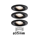 Paulmann LED Deckeneinbauleuchte NOVA MINI PLUS COIN, 3er-Set, 4W, 2700K, dimmbar, schwarz matt