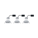 Paulmann 3er-Set LED Einbauleuchten-Set NOVA COIN, IP23, rund, schwenkbar, inkl. 6.5W 2700K 460lm 100, 3step dimmbar, Chrom