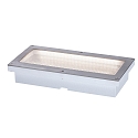 LED Solar-Bodeneinbauleuchte ARON mit Bewegungsmelder, IP67, Akku wechselbar, begehbar, Edelstahl, 20x10cm, 3000K 10/80lm