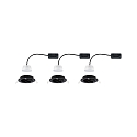 Paulmann 3er-Set LED Einbauleuchten-Set NOVA COIN, rund, schwenkbar, IP23, 230V, 3x 6.5W 2700K, Schwarz matt / Alu