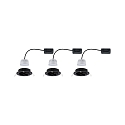 Paulmann 3er-Set LED Einbauleuchten-Set NOVA COIN, rund, schwenkbar, IP23, 230V, 3x 6.5W 2700K, 3-step dimmbar, Schwarz matt / Alu