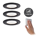 Paulmann recessed luminaire NOVA COIN LED round, rigid, set of 3 Coin IP44, black matt dimmable 11W 460lm 2700K 100 100 CRI >80
