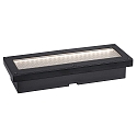 LED Solar Bodeneinbauleuchte DOMENIC, IP67, 0.1W 3000K Akku wechselbar, begehbar, schwarz / Diffusor gelocht, 20x8cm
