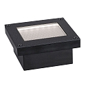 LED Solar Bodeneinbauleuchte DOMENIC, IP67, 0.1W 3000K Akku wechselbar, begehbar, schwarz / Diffusor gelocht, 8x8cm