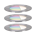 Paulmann LED Outdoor Smart Home Bodeneinbauleuchte FLOOR PLUG & SHINE CH Zigbee, 3er Set, 80, 3x 3,7W, 3000-6500K, 250lm, IP65, silber