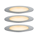 LED Outdoor Bodeneinbauleuchte FLOOR SET PLUG & SHINE, 3er Set, 80, 3x 2W, 2200K, 90lm, IP67, insektenfreundlich, silber