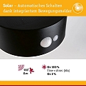 Paulmann Solar LED Au�enwandleuchte EILEEN PIR, IP44, mit PIR-Sensor, Li-Ion Akku, 8 Meter, schwarz, Multi-Modus, 5.5W 2200K 400lm