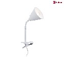 Paulmann clamp lamp VITRIS with switch, with flex arm E14 IP20, white dimmable