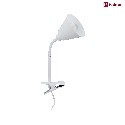 Paulmann clamp lamp VITRIS with switch, with flex arm E14 IP20, white dimmable