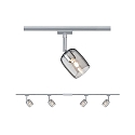 Paulmann spot URAIL BLOSSOM with feed-in option, set of 4 G9, chrome, chrome matt, smoky colour dimmable