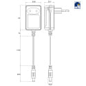 Rutec LED Eurostecker-Netzgerät für VARDAflex TARA , IP40, 230V AC, sek. 12V DC / 1.5A, 18W, mit DC-Stecker, 125cm Kabel, statisch