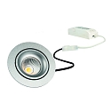 LED Recessed spot GAIL set of 1, round, 6W, 3000K, IP40, swivelling, dimmable, Plug&play, silver