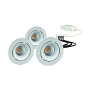 LED Recessed spot GAIL set of 3, round, 3x 6W, 3000K, IP40, swivelling, dimmable, Plug&play, white