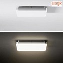 SIGOR Plafoniera SQUARE IP20, argento dimmerabile