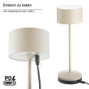 SIGOR LED Akku Tischleuchte VELUNA, 1W, Flex-Mood, 2200K/2700K, 115/120lm, IP44, dimmbar, dnenbeige