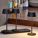 battery table lamp FACETTA set of 3 IP44, night black dimmable