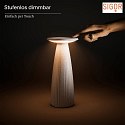 SIGOR Lampe de table à accu NUFLAIR CCT Switch, avec variateur tactile, perforé IP54, beige dune gradable