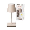 Lampada da tavolo a batteria NUINDIE MINI USB-C rotondo, CCT Switch, con dimmer a sfioramento IP54, beige duna dimmerabile