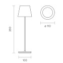 LED-Akku-Tischleuchte NUINDIE USB-C, IP54, rund, 38cm, 2.2W 2200K/2700K (FlexMood), mit Touch-Dimmer + USB-C