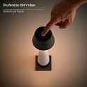 SIGOR battery table lamp THALA round, CCT Switch, with touch dimmer IP65, night black, white ceramic dimmable